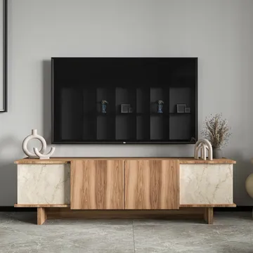 Diannare Väggmonterad Tv Bänk 180 cm med Förvaring i Valnöt - Valnötsbrun - Möbler - Tv möbel & mediamöbel - TV bänk & mediabänk