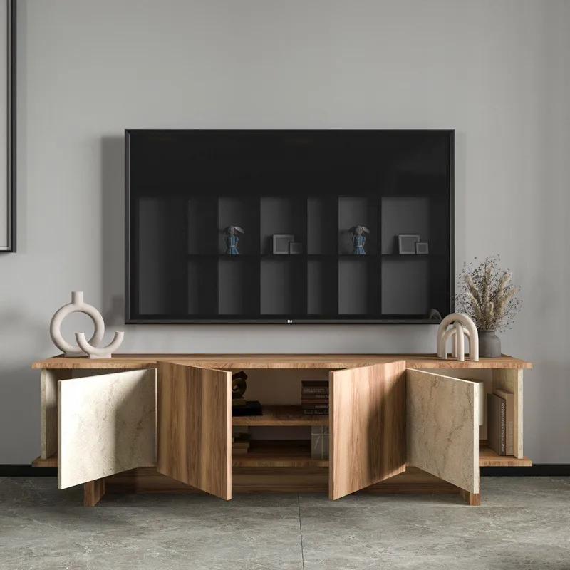 Diannare Väggmonterad Tv Bänk 180 cm med Förvaring i Valnöt - Valnötsbrun - Möbler - Tv möbel & mediamöbel - TV bänk & mediabänk