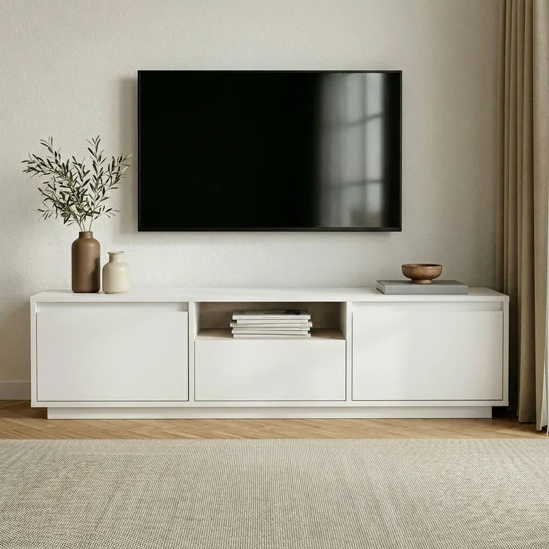 Domar TV-bänk 160 cm med Förvaring - Vit - Möbler - Tv möbel & mediamöbel - TV bänk & mediabänk