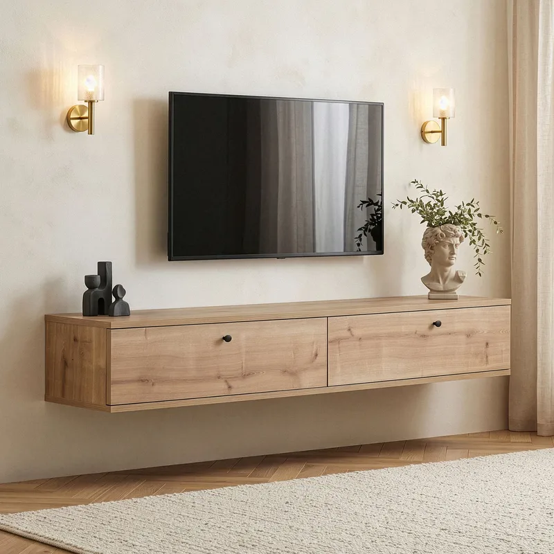 Dovren TV-bänk 160x25x25 cm - Sapphire Oak - Möbler - Tv möbel & mediamöbel - TV hylla