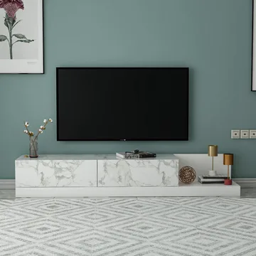 Ervold TV-bänk 180x30x37 cm - Marmo Marble och vitt - Möbler - Tv möbel & mediamöbel - TV bänk & mediabänk