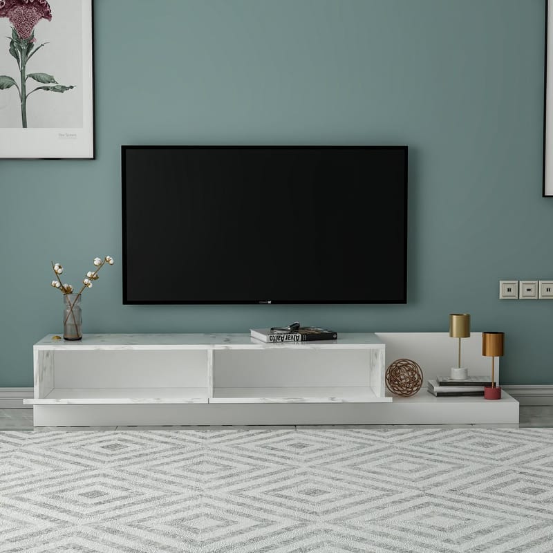 Ervold TV-bänk 180x30x37 cm - Marmo Marble och vitt - Möbler - Tv möbel & mediamöbel - TV bänk & mediabänk