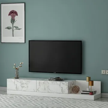 Ervold TV-bänk 180x30x37 cm - Marmo Marble och vitt - Möbler - Tv möbel & mediamöbel - TV bänk & mediabänk