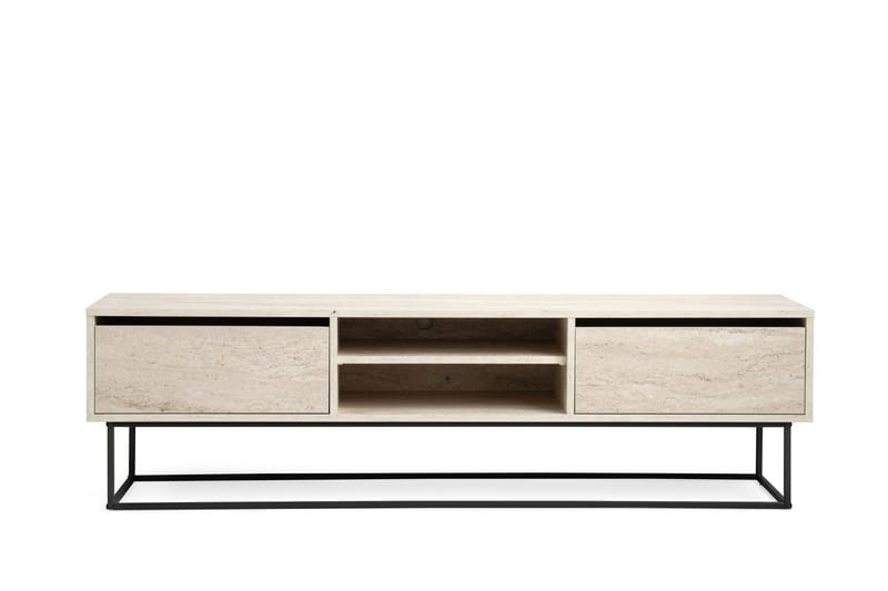 Escape Tv-bänk 180 cm med Förvaring i Trä, Ljusbeige med Metallunderrede