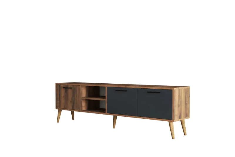 Essexa Tv-bänk 180x35 cm Brun/Svart, Hanah Home