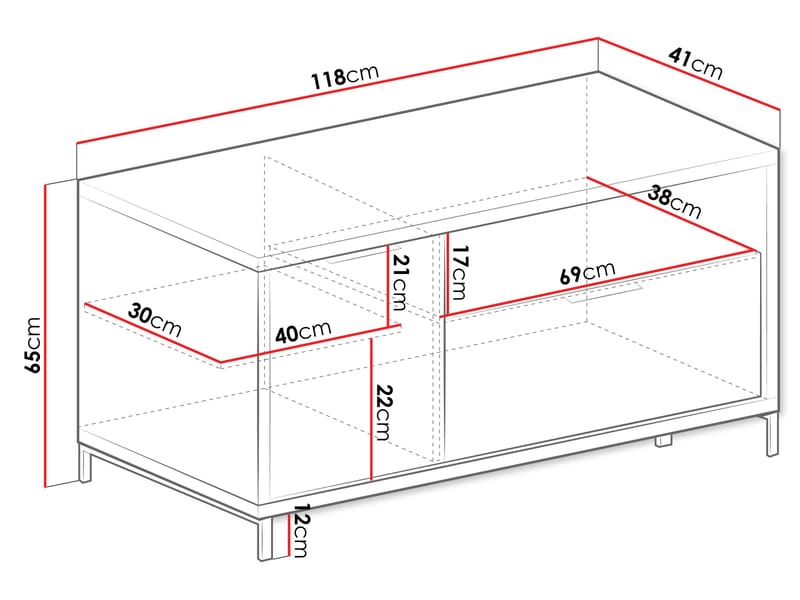 Fonti Golvstående Tv Bänk 118 cm med Förvaring - Brun - Möbler - Tv möbel & mediamöbel - TV bänk & mediabänk