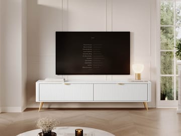 Forba Golvstående Tv-bänk 200 cm med Förvaring i Målat Trä - Vit - Möbler - Tv möbel & mediamöbel - TV bänk & mediabänk
