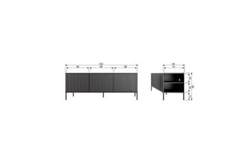 Gravure Golvstående Tv Bänk 150 cm med Förvaring i Mörkt Trä - Ljusbeige - Möbler - Tv möbel & mediamöbel - TV bänk & mediabänk