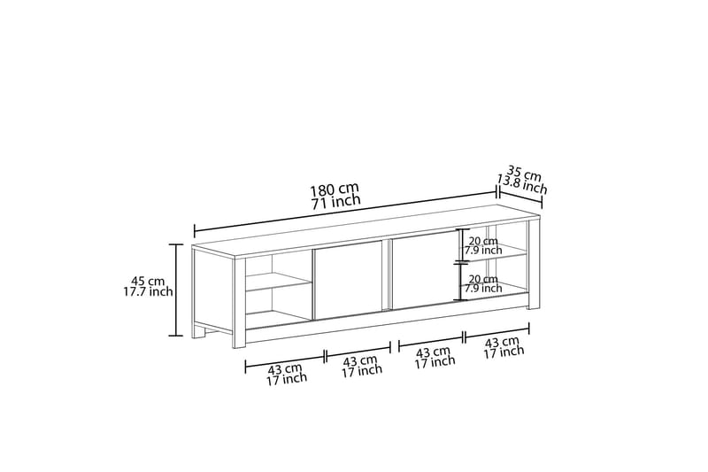 Griselda Tv-bänk 180 cm - Grå/Travertin - Möbler - Tv möbel & mediamöbel - TV bänk & mediabänk