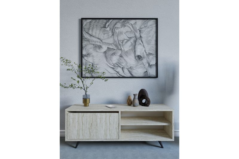 Hazle Golvst ående Tv Bänk 120 cm med Förvaring i Trä - Beige - Möbler - Tv möbel & mediamöbel - TV bänk & mediabänk