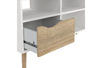 Hostafranc Golvstående TV Bänk 117,2 cm med Förvaring i Ek - Vit|Beige - Möbler - Tv möbel & mediamöbel - TV bänk & mediabänk