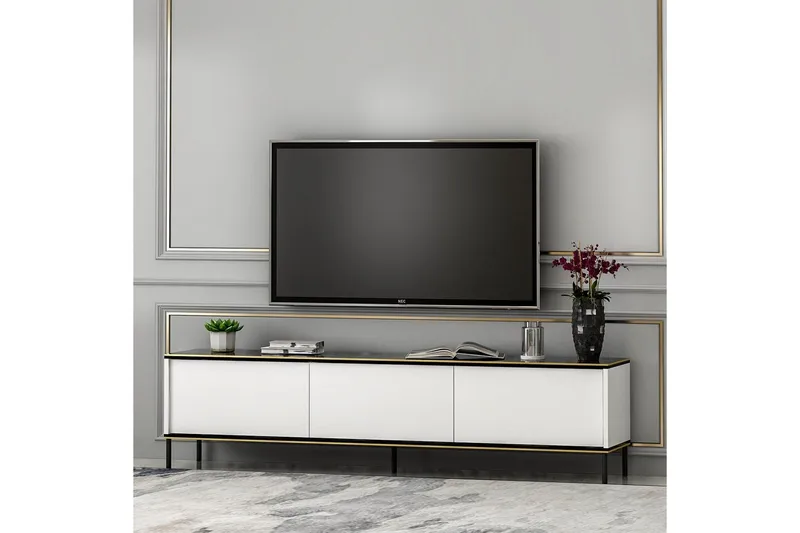 Imaj Golvstående Tv-bänk 180 cm med Förvaring i Målat Trä - Vit - Möbler - Tv möbel & mediamöbel - TV bänk & mediabänk