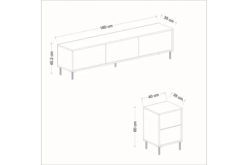 Imaj Tv-möbelset 180x35 cm Svart - Hanah Home - Möbler - Tv möbel & mediamöbel - TV-möbelset