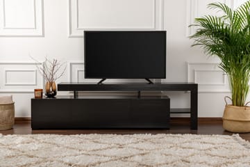 Jurukovo Golvstående TV Bänk 192 cm med Förvaring i Målat Trä - Svart - Möbler - Tv möbel & mediamöbel - TV bänk & mediabänk