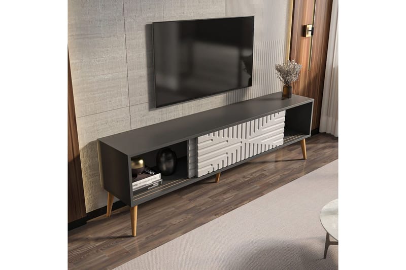 Kalon Tv-bänk 180 cm - Antracit/Vit - Möbler - Tv möbel & mediamöbel - TV bänk & mediabänk