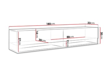 Kanak Vägghängd Tv-bänk 180 cm med Förvaring i Målat Trä - Svart - Möbler - Tv möbel & mediamöbel - TV bänk & mediabänk
