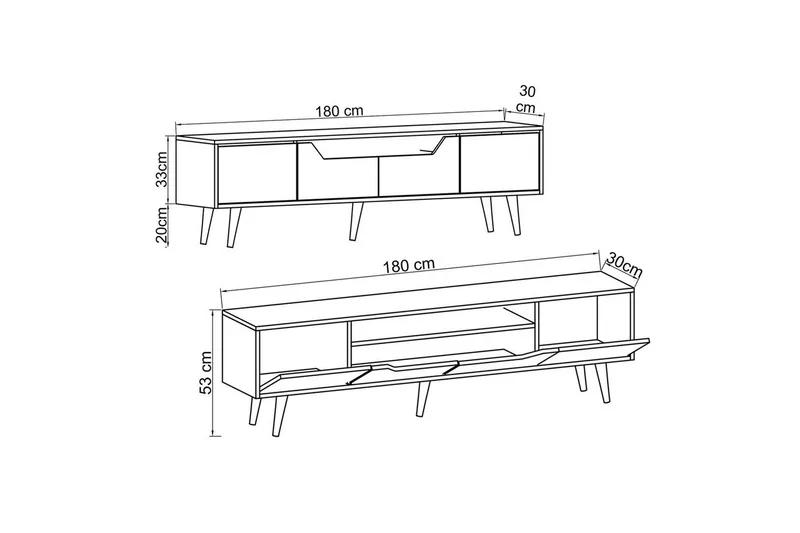 Kollumber Tv-stativ 180x30 cm - Brun/Antracit - Möbler - Tv möbel & mediamöbel - TV bänk & mediabänk