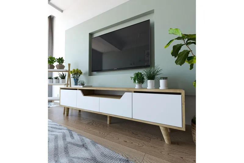 Kollumber Tv-stativ 180x30 cm - Brun/Vit - Möbler - Tv m öbel & mediamöbel - TV bänk & mediabänk