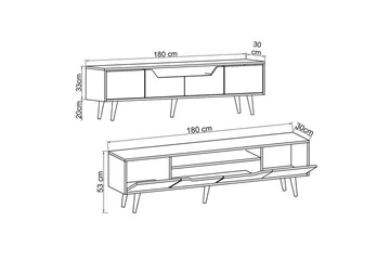 Kollumber Tv-stativ 180x30 cm - Brun/Vit - Möbler - Tv möbel & mediamöbel - TV bänk & mediabänk