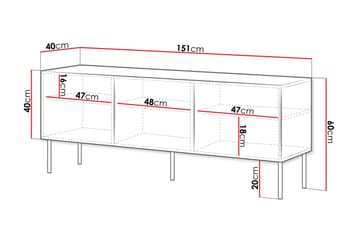 Laholm Golvstående TV Bänk 151 cm med Förvaring i Målat Trä - Svart - Möbler - Tv möbel & mediamöbel - TV bänk & mediabänk