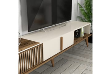 Lissione Golvstående Tv-bänk 180 cm med Förvaring i Valnöt - Gräddvit - Möbler - Tv möbel & mediamöbel - TV bänk & mediabänk