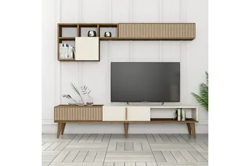 Lissione Golvstående Tv-bänk 180 cm med Förvaring i Valnöt - Gräddvit - Möbler - Tv möbel & mediamöbel - TV bänk & mediab änk