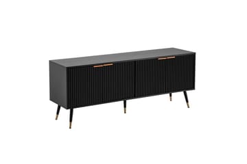 Lowboard Wohnling Spånskiva Svart Folierad med 2 Dörrar Modern Ek med Metallben - Möbler - Tv möbel & mediamöbel - TV bänk & mediabänk