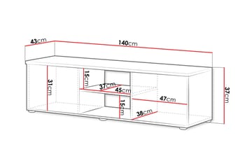 Lyrosen Golvstående TV Bänk 140 cm med Förvaring i Målat Trä - Beige - Möbler - Tv möbel & mediamöbel - TV bänk & mediabänk