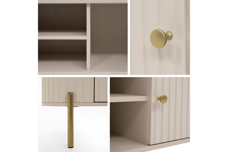 Maggio Golvstående TV Bänk 175 cm med Förvaring i Målat Trä - Beige - Möbler - Tv möbel & mediamöbel - TV bänk & mediabänk