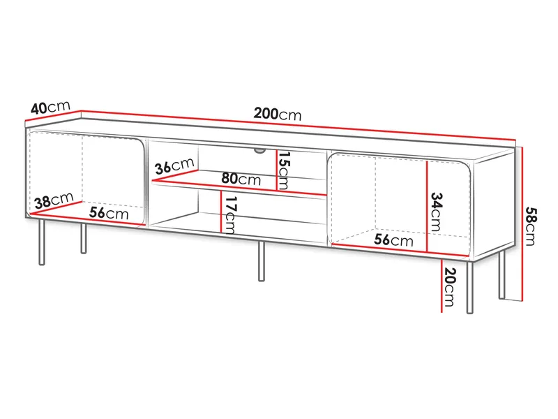 Marros Tv-bänk 200 cm med hyllor - Blå - Möbler - Tv möbel & mediamöbel - TV bänk & mediabänk