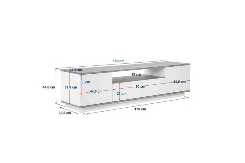 Meni Tv-bänk 180 cm - Vit/Brun - Möbler - Tv möbel & mediamöbel - TV bänk & mediabänk