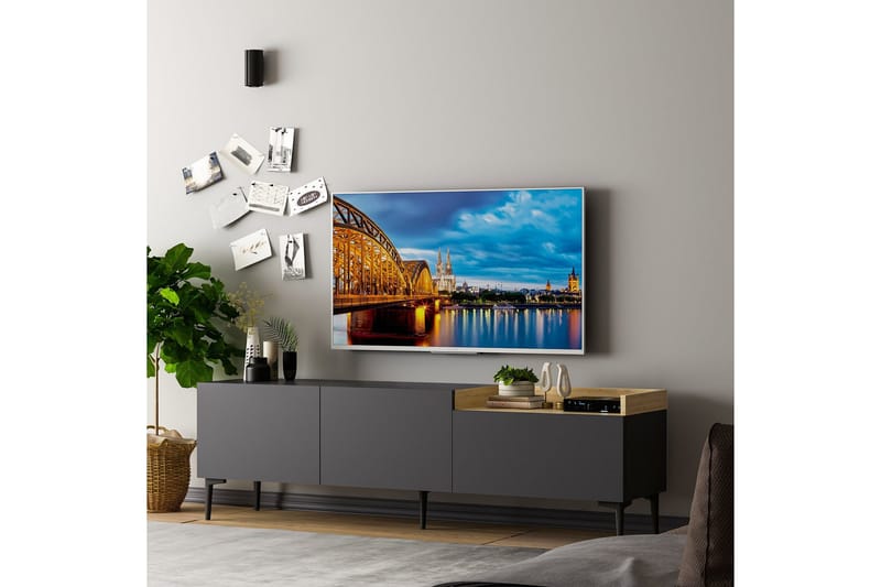 Mijara Tv-bänk 160x37 cm Svart - Hanah Home - Möbler - Tv möbel & mediamöbel - TV bänk & mediabänk