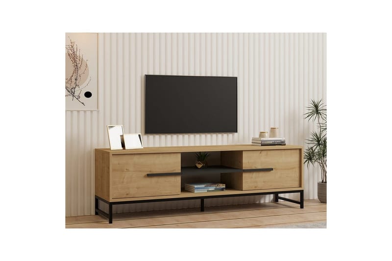 Mono Golvstående TV-bänk 160 cm med Förvaring i Ek - Beige - Möbler - Tv möbel & mediamöbel - TV bänk & mediabänk