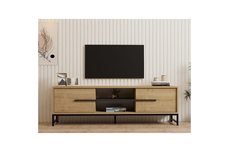 Mono Golvstående TV-bänk 160 cm med Förvaring i Ek - Beige - Möbler - Tv möbel & mediamöbel - TV bänk & mediabänk