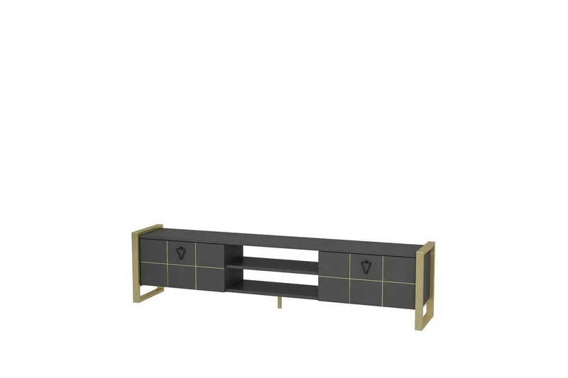 Munetaka Tv-bänk 184 cm, Antracit/Guld