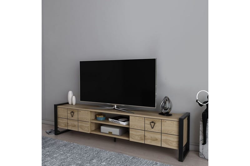 Munetaka Tv-bänk 184 cm - Ek/Svart - Möbler - Tv möbel & mediamöbel - TV bänk & mediabänk