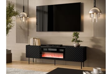 Munkedal Golvstående Tv-bänk 181 cm med Förvaring i Målat Trä Öppen spis - Svart - Möbler - Tv möbel & mediamöbel - TV bänk & mediabänk