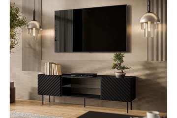 Munkedal Golvstående Tv-bänk 181 cm med Förvaring i Målat Trä - Svart - Möbler - Tv möbel & mediamöbel - TV bänk & mediabänk