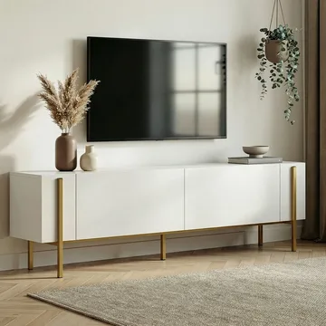Nexus TV-bänk 180 cm - Vitt/guld - Möbler - Tv möbel & mediamöbel - TV bänk & mediabänk