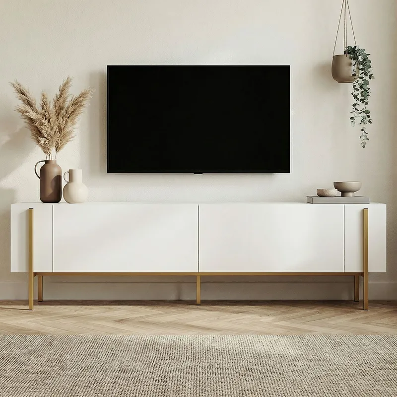 Nexus TV-bänk 180 cm - Vitt/guld - Möbler - Tv möbel & mediamöbel - TV bänk & mediabänk