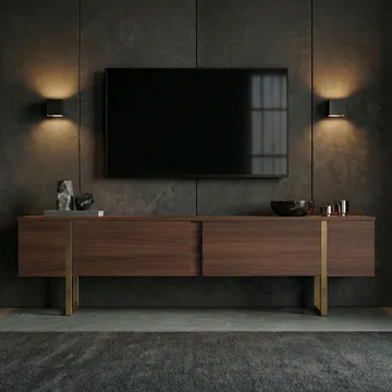 Nopira TV-bänk 180 cm - Valnöt/guld - Möbler - Tv möbel & mediamöbel - TV bänk & mediabänk
