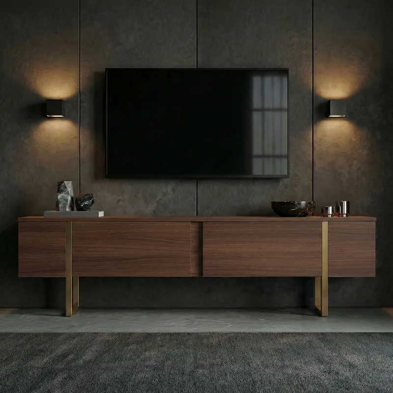 Nopira TV-bänk 180 cm - Valnöt/guld - Möbler - Tv möbel & mediamöbel - TV bänk & mediabänk