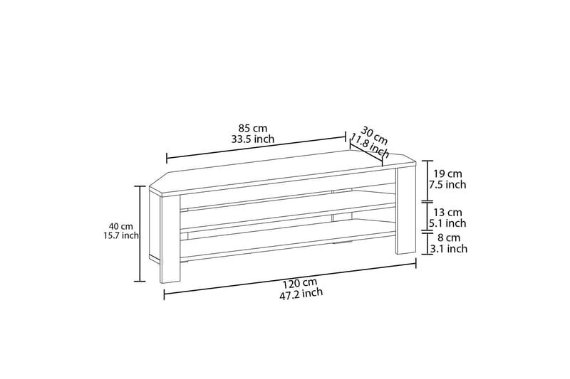 Oderzo Tv-bänk 120 cm - Travertin - Möbler - Tv möbel & mediamöbel - TV bänk & mediabänk
