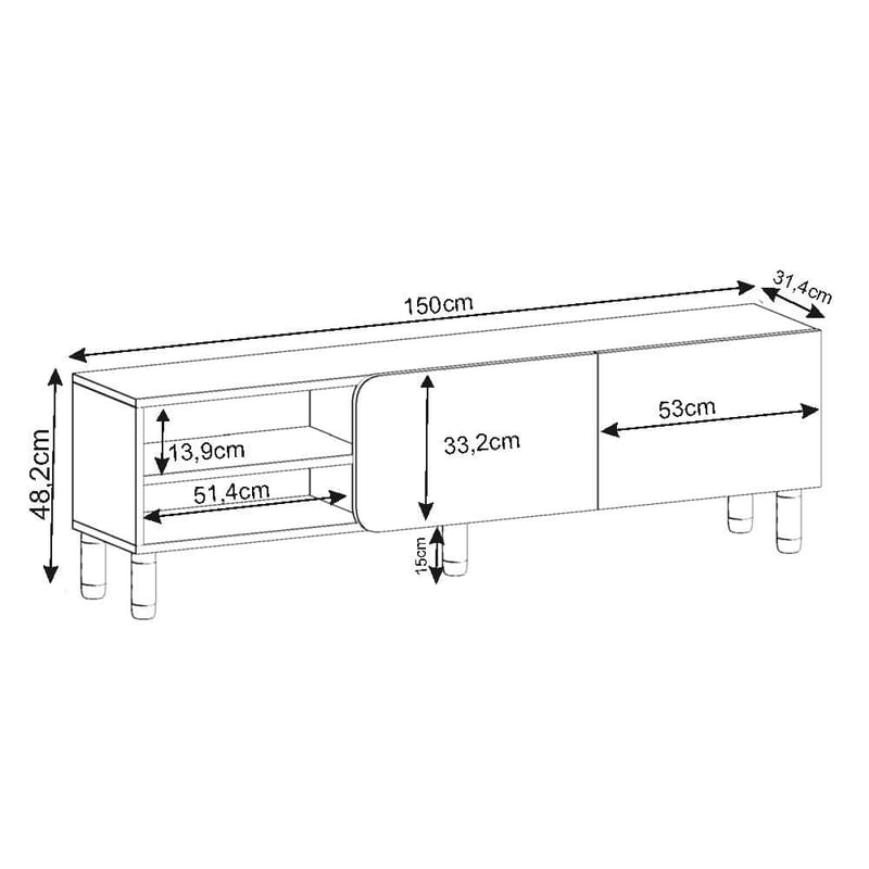 Relento Tv-bänk 150 cm - antik valnöt - Möbler - Tv möbel & mediamöbel - TV bänk & mediabänk