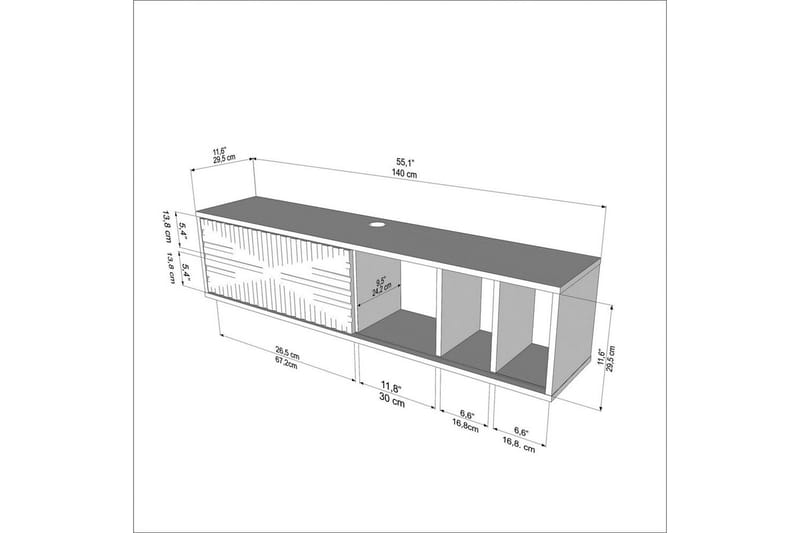 Saller Tv-bänk 140 cm - Ek/Vit - Möbler - Tv möbel & mediamöbel - TV bänk & mediabänk