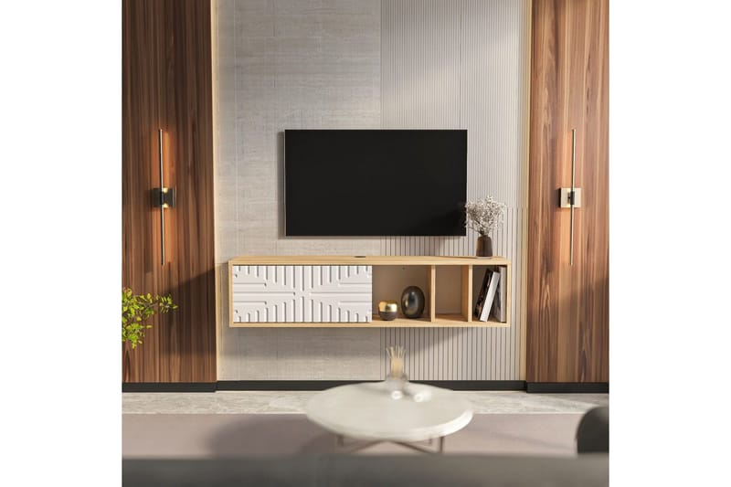Saller Tv-bänk 140 cm - Ek/Vit - Möbler - Tv möbel & mediamöbel - TV bänk & mediabänk