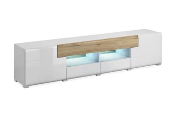 Saran TV-bänk 208 cm - Ek/Vit högglans - Möbler - Tv möbel & mediamöbel - TV bänk & mediabänk