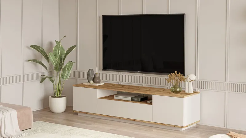 Sarnor TV-bänk 180x44,6x44,5 cm - Atlantic Pine och Cashmere - Möbler - Tv möbel & mediamöbel - TV bänk & mediabänk