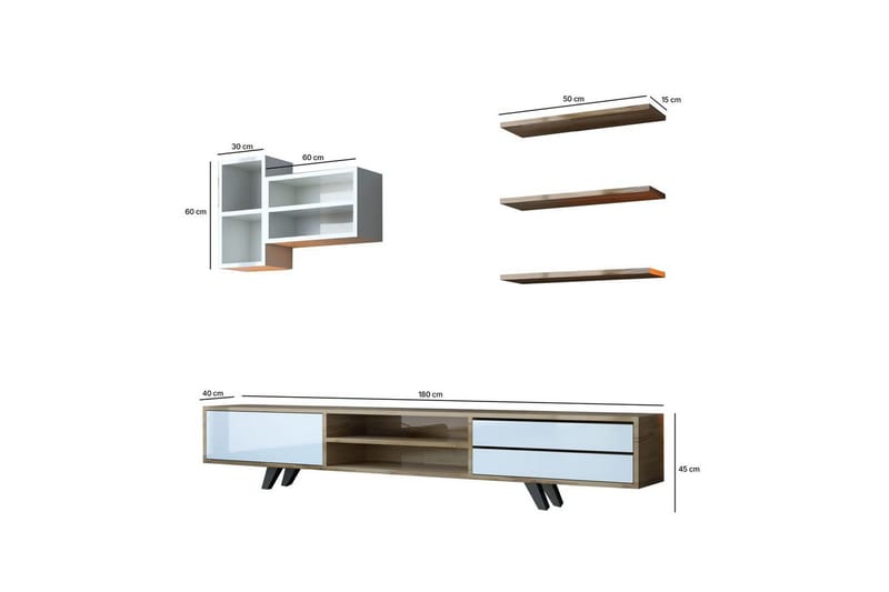 Seyra Tv-stativ 45 cm - Vit/Ek - Möbler - Tv möbel & mediamöbel - TV-möbelset
