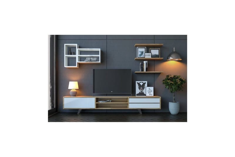 Seyra Tv-stativ 45 cm - Vit/Ek - Möbler - Tv möbel & mediamöbel - TV-möbelset